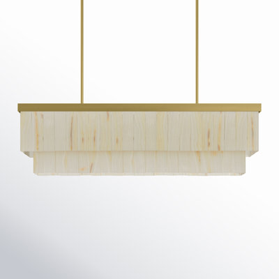 7-Light Linear Pendant Light Satin Brass with Jade Stone Modern Kitchen Island Pendant