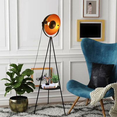 Modern 61'' Led Tripod Floor Lamp With Shelves, Rgb Remote Control Color Changing Standing Light