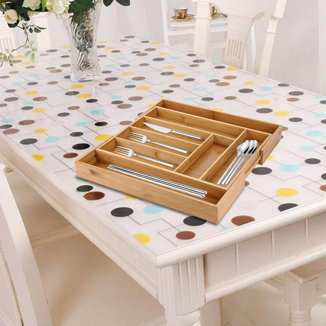 Cutlery Storage Tray, Drawer Organizer, Expandable Bamboo Knife and Fork Organizer Storage