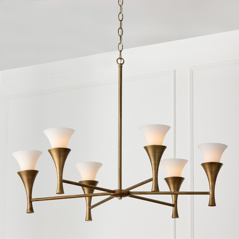 Lustre l 34 po x H 23 po à lustre mystique avec verre blanc doux