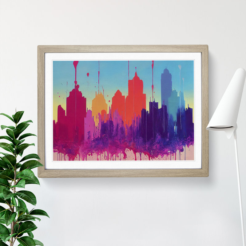 Skyscraper Skyline Vol.8 Abstract - Framed Print, 25cm H x 34cm W x 2cm D, Oak