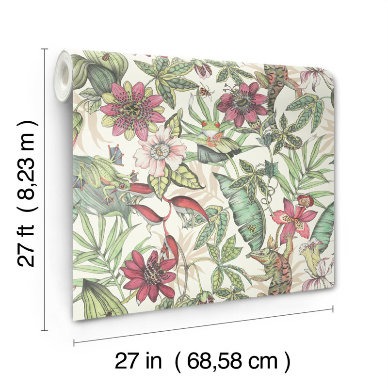 Rouleau de papier peint L 27 pi x l 27 po Aitza, Blanc / multicolore doux