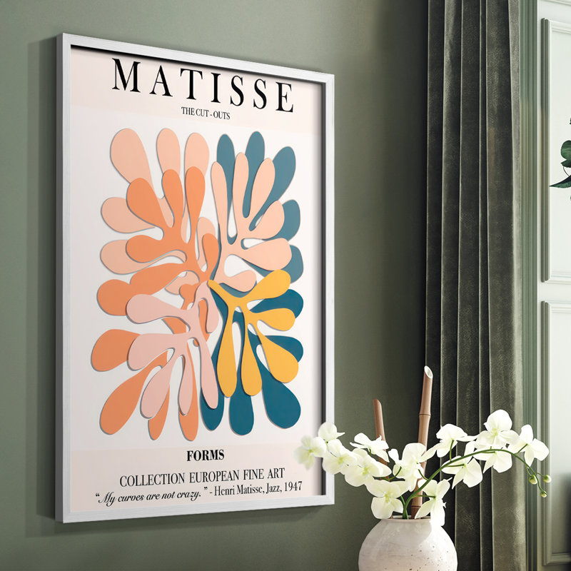 Matisse CXCIV, reproduction d'art encadrée - bois massif, H 10 po x l 8 po, Blanc