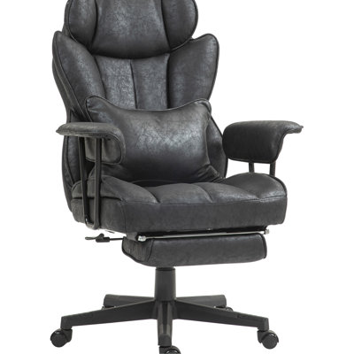 400Lbs Big And Tall Office Seating - Black Microfiber, Lumbar Support, Reclining, Wide Seat With Foot Rest, Ergonomic Chair Model By , Support Attachment, Seat,