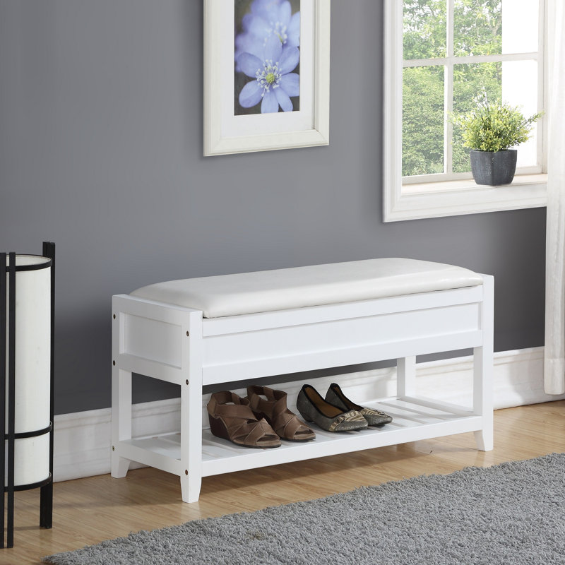 Banc avec rangement pour chaussures Rouen, Blanc, Blanc, Blanc