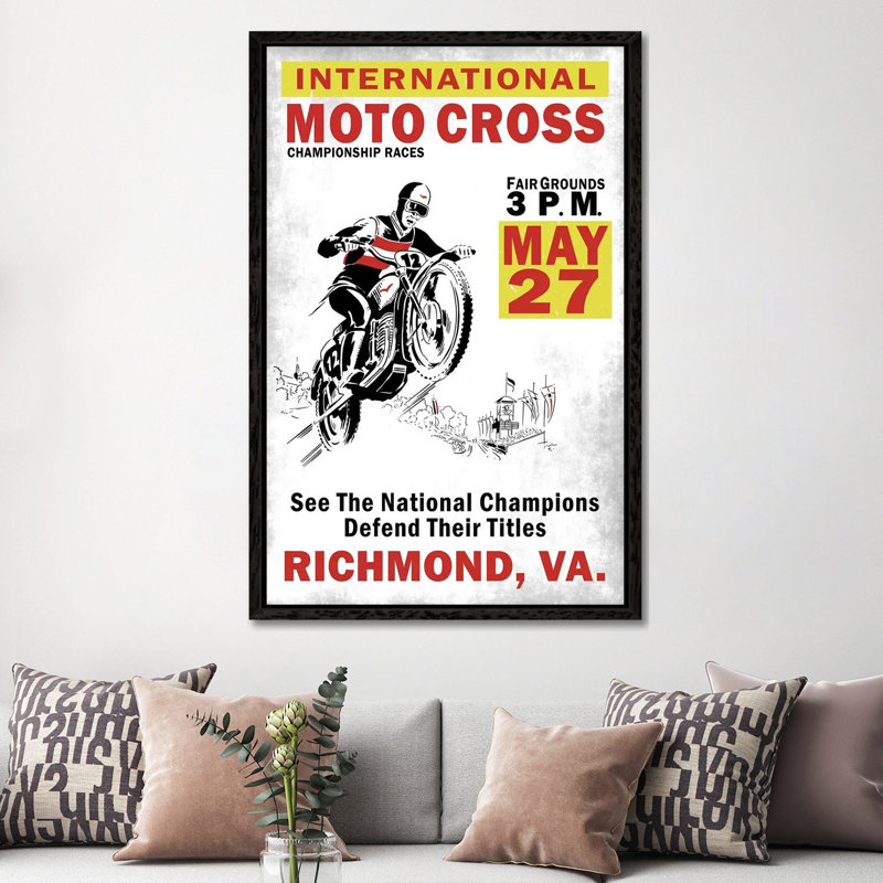 Motocross Richmond VA by Mark Rogan - Print on Canvas, 152.4cm H x 101.6cm W x 3.81cm D, Black Framed