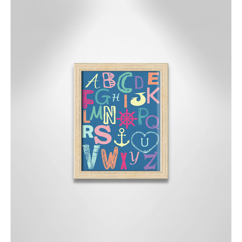 Alphabet imprimé sur papier, H 10 po x l 8 po x P 1,18 po, Encadré de boîte beige