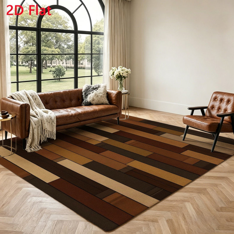 Wood Plank Area Rug, Floor Mat for Living Room, Bedroom, entryway, Home Office and Dining Spaces, Non-Slip, Easy Clean, Decorative Decor