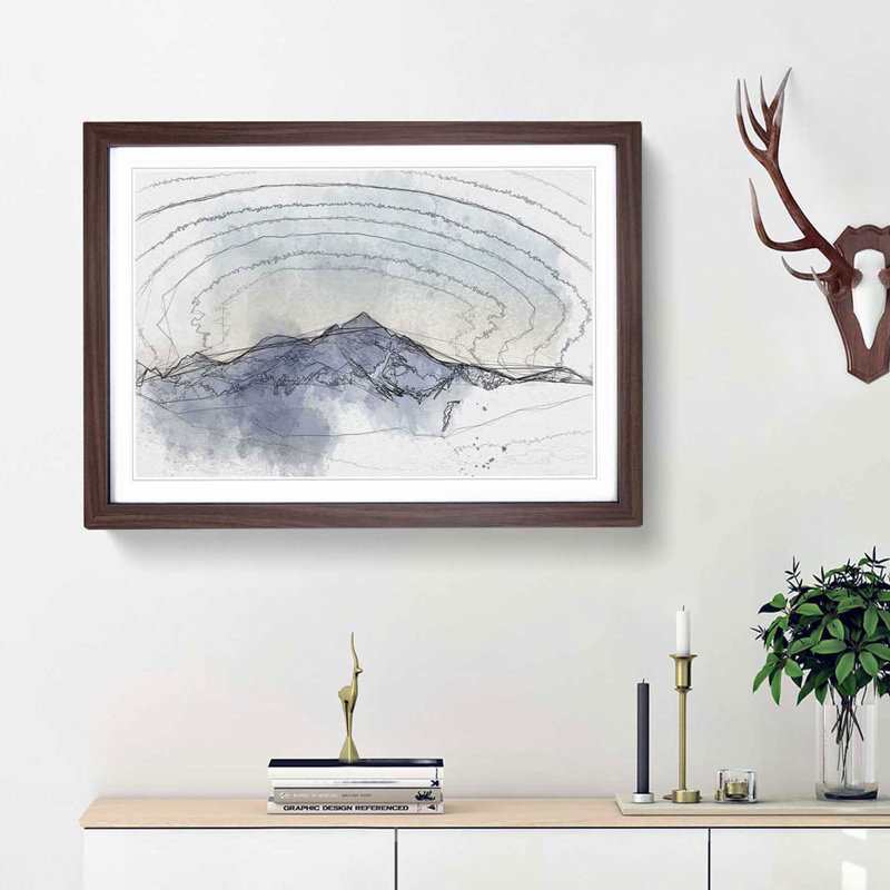 Moody Winter Mountain in Austria - Picture Frame Graphic Art Print, 48cm H x 65cm W x 2cm D, Walnut Framed