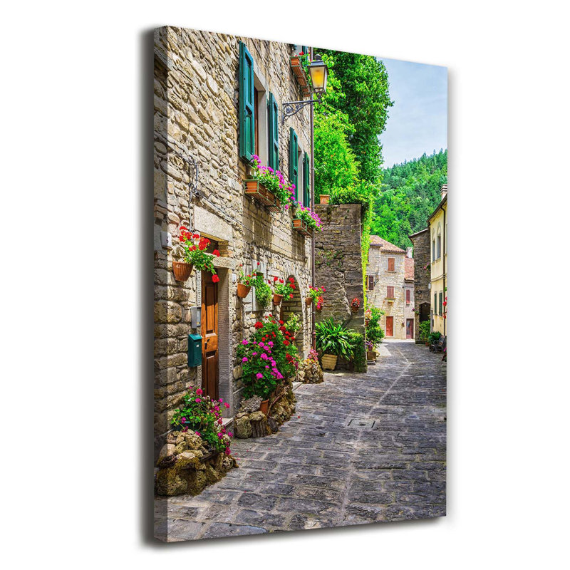 A Charming Street - Wrapped Canvas Print
