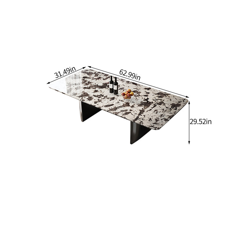Modern simple light luxury marble dining table, 29.52"H x 62.99"L x 31.49"W