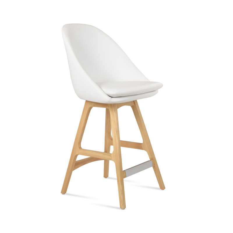 Tabouret Avanos, Rouge d’époque, Tabouret de comptoir (siège d'une hauteur de 23,2, Noyer