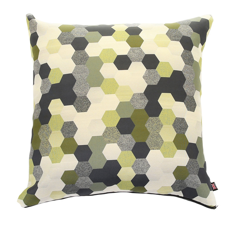 Altha Geometric Square Throw Cushion, Green, Square, Small