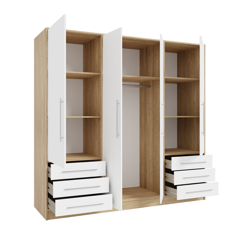 Ingram 4 Door Wardrobe, Sonoma Oak/White Matt