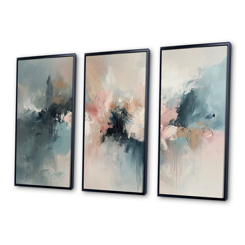 «White Brushstroke», peinture abstraite I - ensemble de décorations murales abstraites, H 28 po x l 36 po x P 1 po