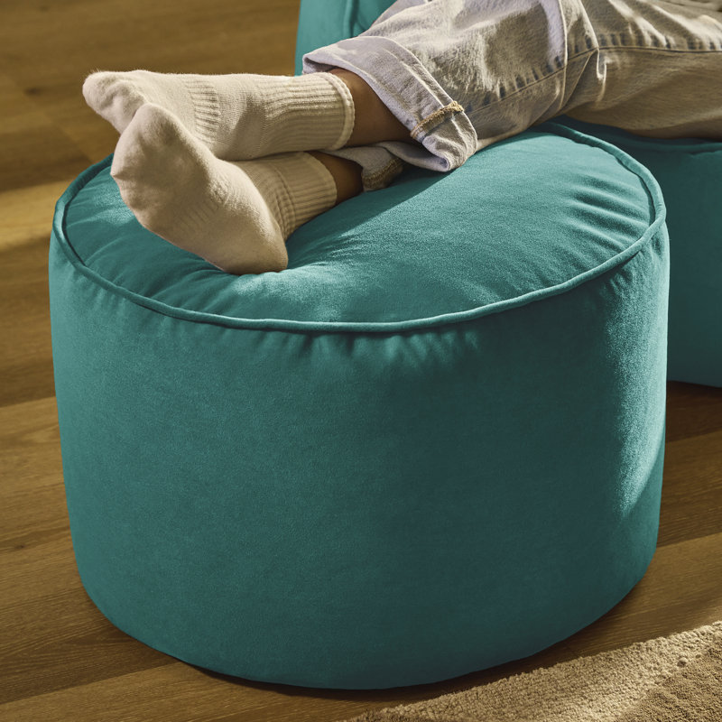 Milano 55Cm Wide Velvet Round Pouffe Ottoman, Teal Green
