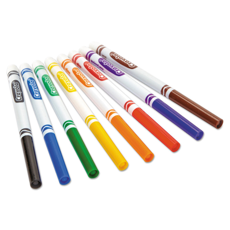 Non-Washable Markers, Fine Point, Classic Colors, 8/Set