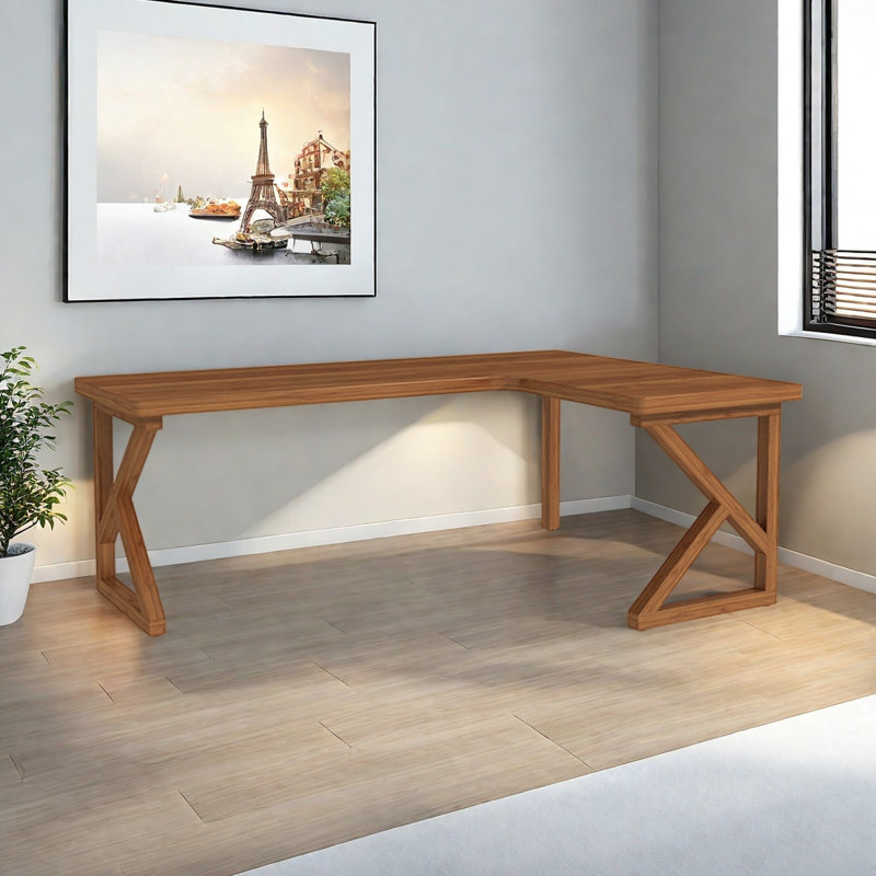 Modern L-shaped Solid Wood Desk, H 29,53 po x l 62,99 po x P 39,37 po