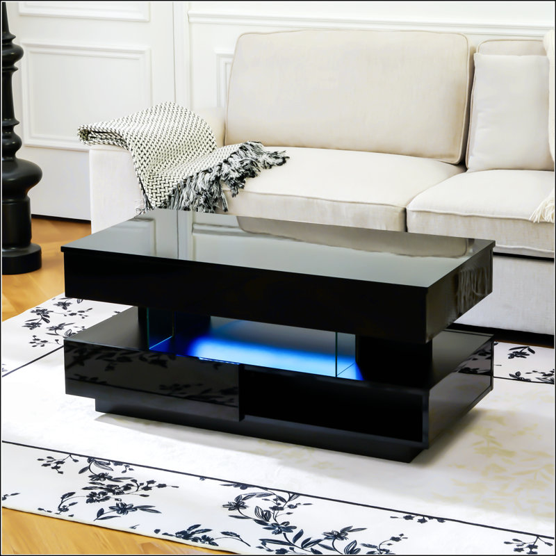 39.3" Lift Top Coffee Table With Hidden Compartment, Black
