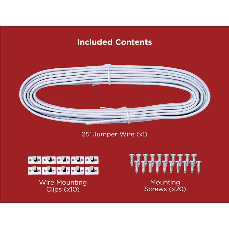 Bobine de fil 25 po pour éclairage sous l'armoire, câble plat 5/16 po ou 8 mm, conforme à la norme CL2 à 4 fils, non métallique, blanc et noir PureOptics
