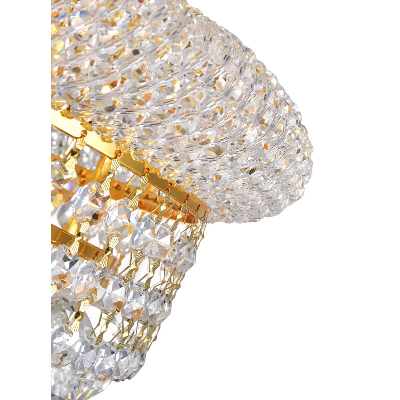 Huges Crystal 14" Gold Chandelier for Dining Rooms Living Rooms Kitchens Powder Rooms, 6-Light with E12 Bulb Base, Gold