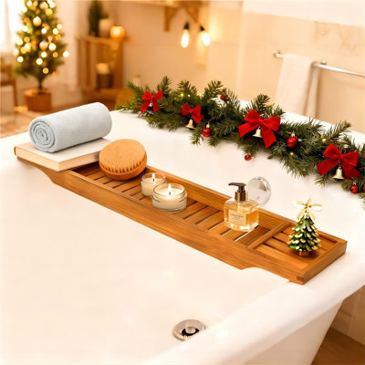 Teak Bathtub Tray, Wooden Bath Caddy For Bathtub, Bath Tub Wood Table For Tub