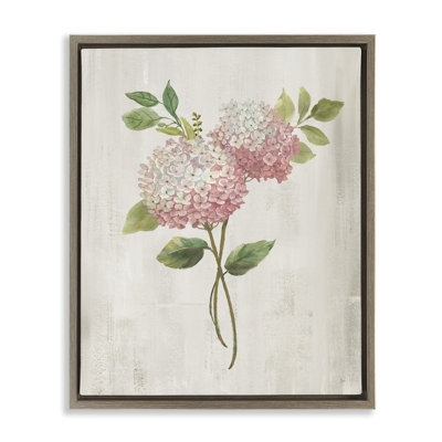 Cadre flottant à tiges d'hortensia rose, design par Nan