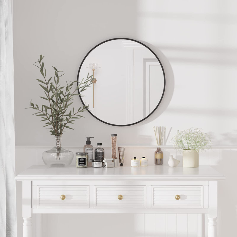 Gandee Metal Flat Wall Mirror, Black, 40cm H x 40cm W