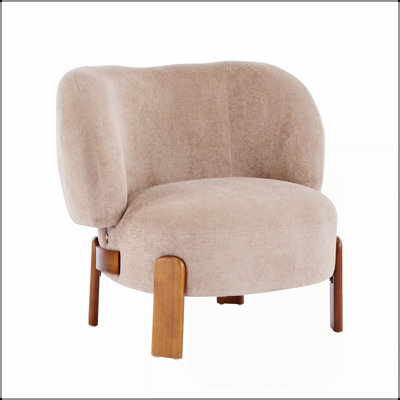 Fauteuil à oreilles confortable sans accoudoirs, avec revêtement en bouclette douce et pieds en bois massif durables pour un confort et une stabilité ultimes.