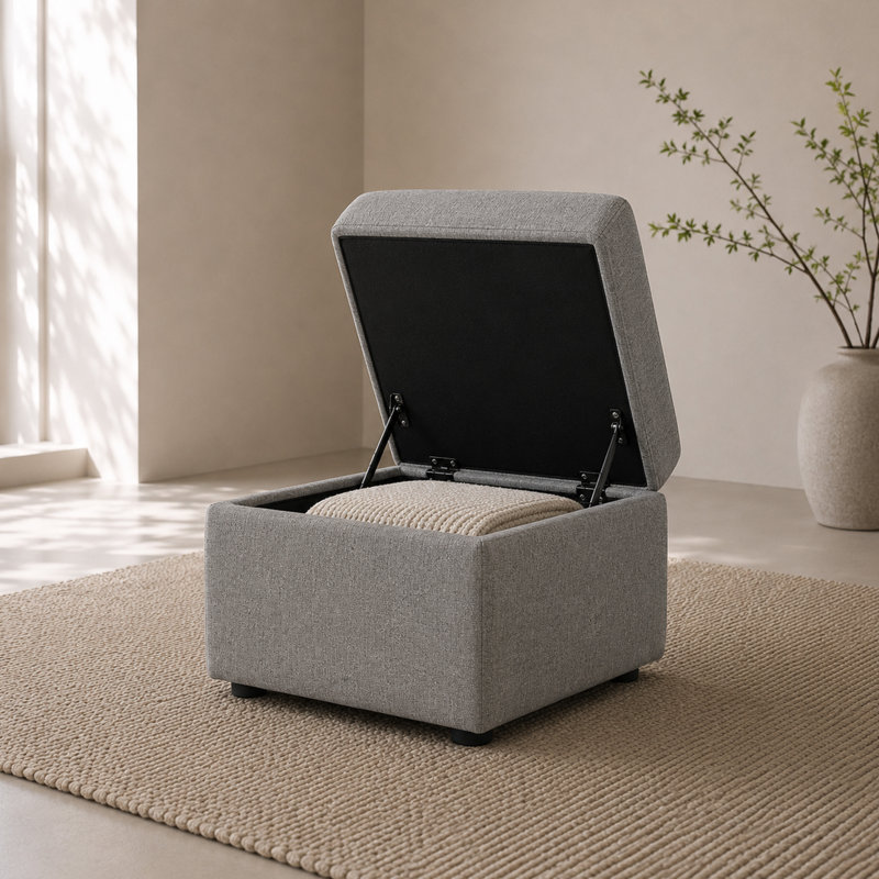 Repose-pieds avec rangement Lockheart 24,5 po, Gris