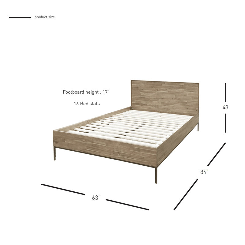 Varela Queen Steel Legs Platform Bed, Drifted Sand