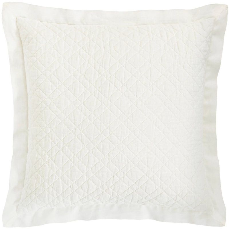 Washed Linen Quilted Sham, Euro, Ivory