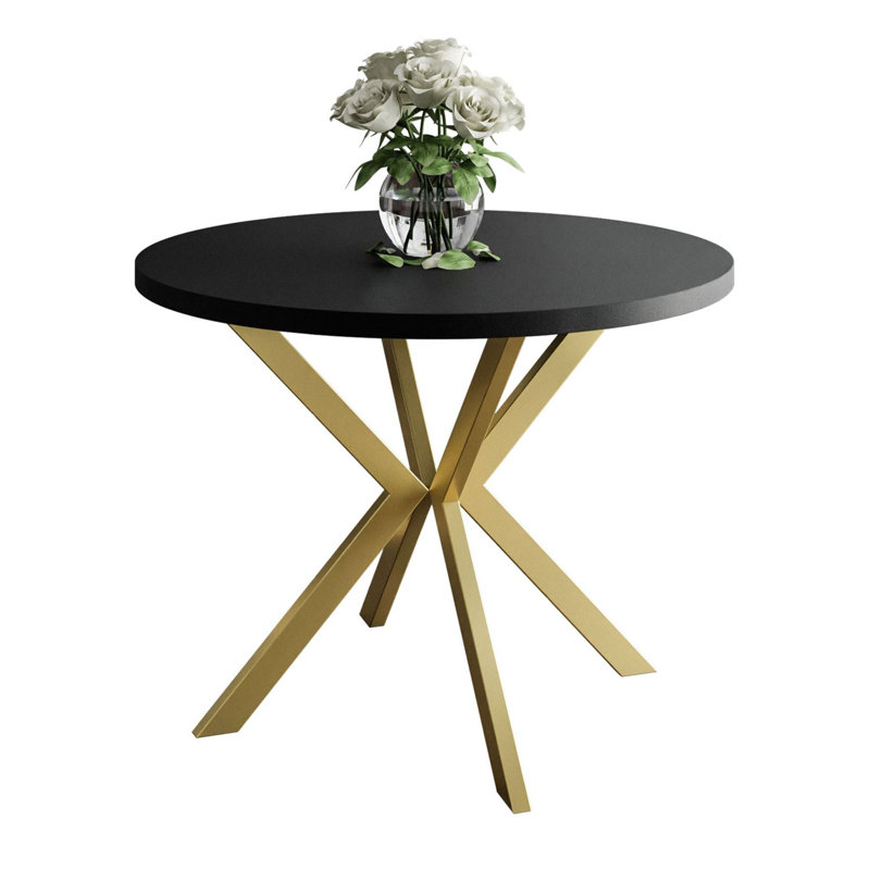Alezia Round Dining Table, 76 H x 100 L x 176 W cm, Black