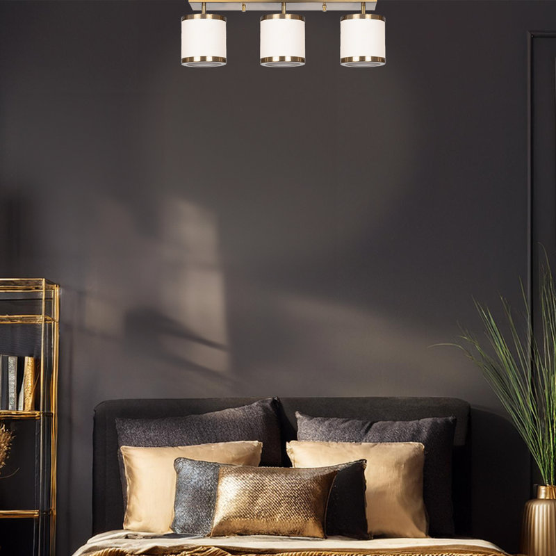 Plafonnier semi-encastré 3 lumières en métal avec abat-jour