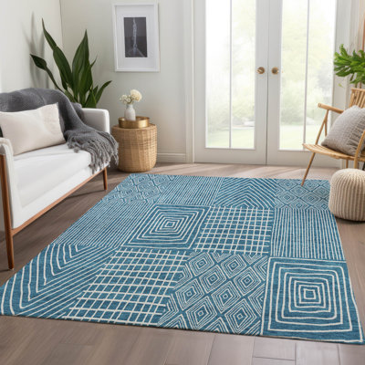 Premium Machine Washable Lyndhurst AMF990 Geometric Rug