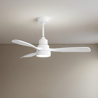 Auravista 52 In. Indoor Oak Blades Ceiling Fan Chrome Housing With LED Light Bulbs And Remote Control