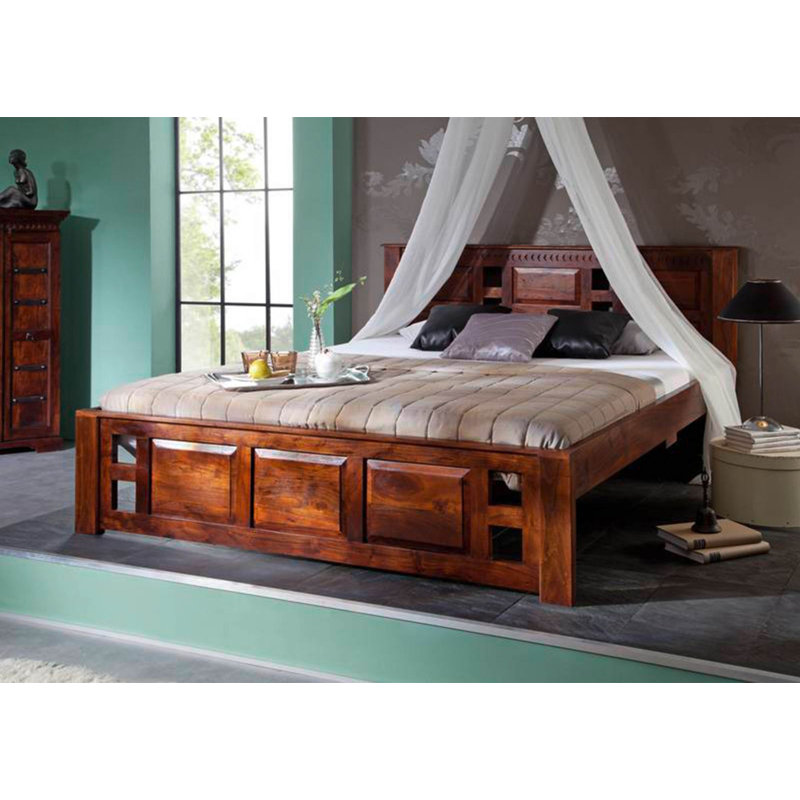 Oxford Solid Wood Storage Bed, European Double (140 x 200cm), Nougat