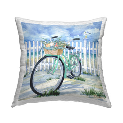 Bike on Rosemary Beach Outdoor Printed Pillow by Paul Brent