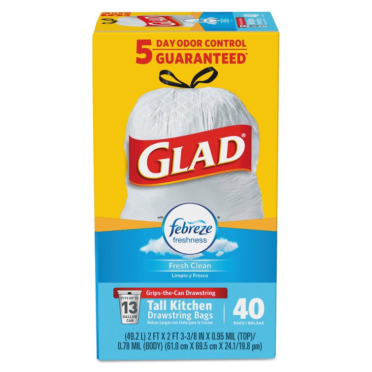 Glad Tall Kitchen 5 Day OdorShield Trash Bags With Febreze