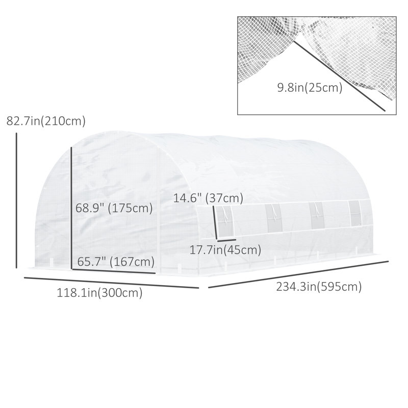  20x10x7ft Walk-in Tunnel Greenhouse Garden Warm House White, White