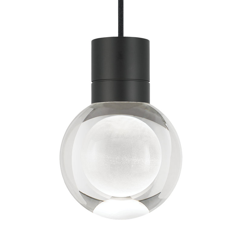 Mina LED Pendant, 1, 152" H x 7.6" W x 5" D, Black