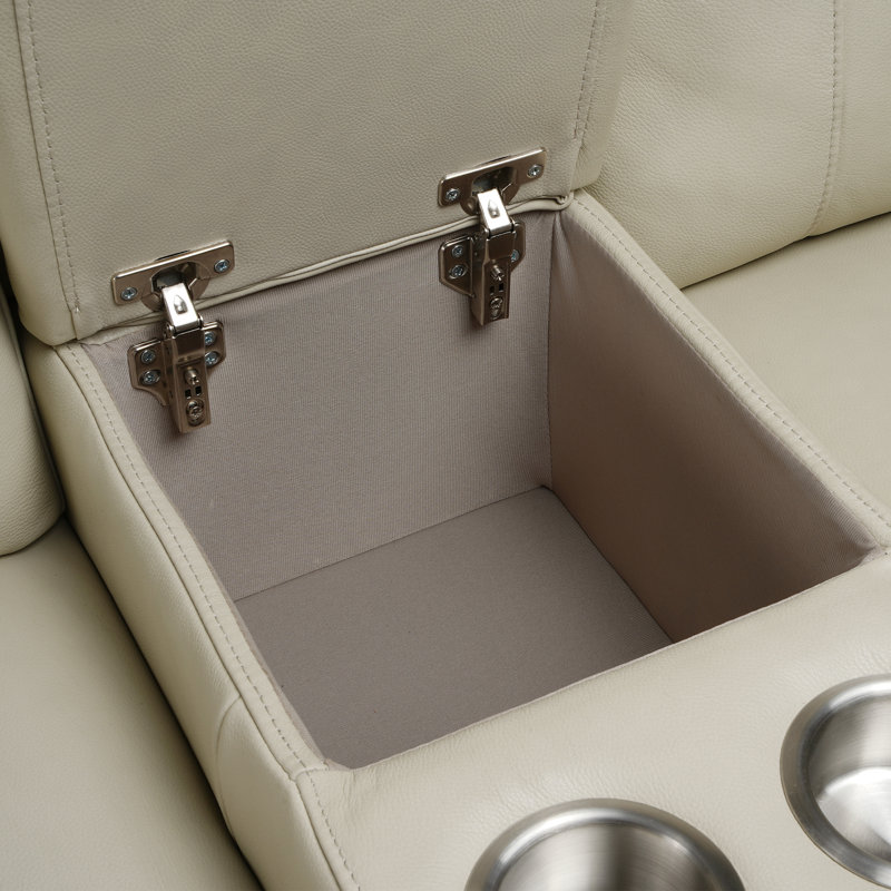 Causeuse inclinable en cuir véritable Ruddie, Cuir véritable crème