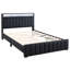 Lit double contemporain de style contemporain avec capitonnage à canaux verticaux, éclairage à commande tactile à DEL, garniture cloutée et tablette de tête de lit 3 options de gradation, tête de lit, tablettes de rangement-129996425-129996424