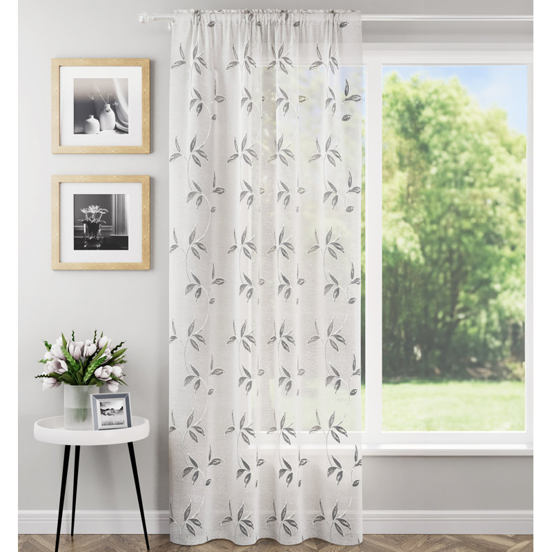 Antwin Polyester Sheers & Voiles Rod Pocket Curtain Single, 139.7cm Width x 121.92cm Drop