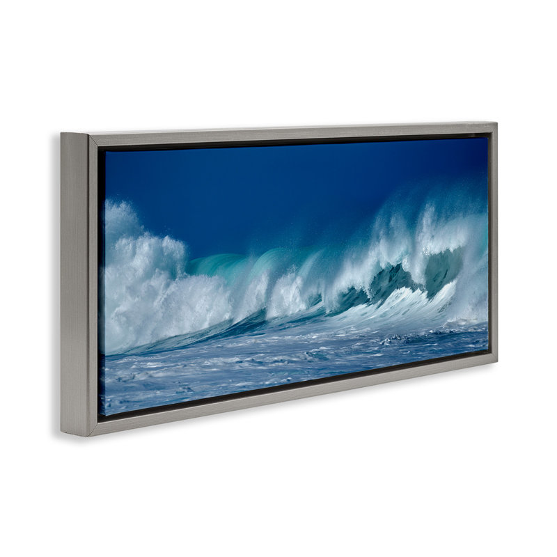 Panoramic Tsunami Wave Splashing, Luster Gray Floater Frame, 11" H x 25" W