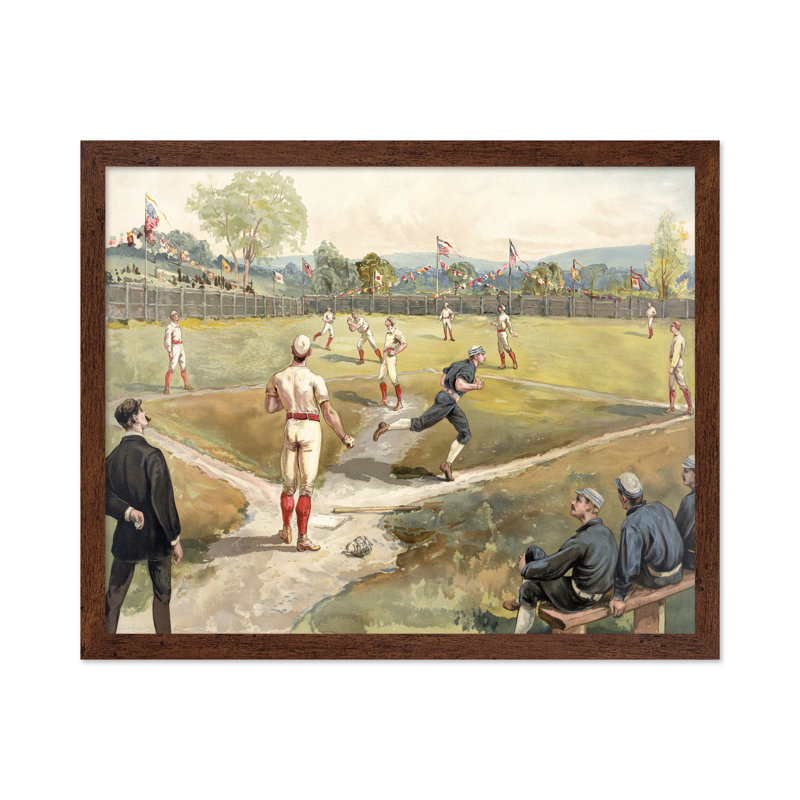 Baseball, Poster, 24"H x 32"W, Brown Framed