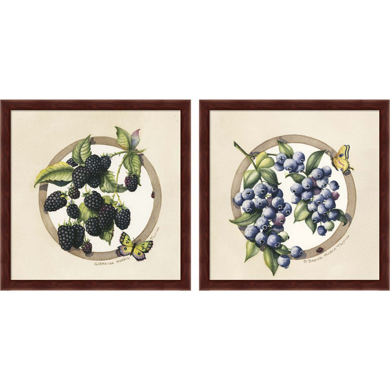 «Blackberries & Blueberries» par Brenda Tustian, art encadré (ensemble de 2)