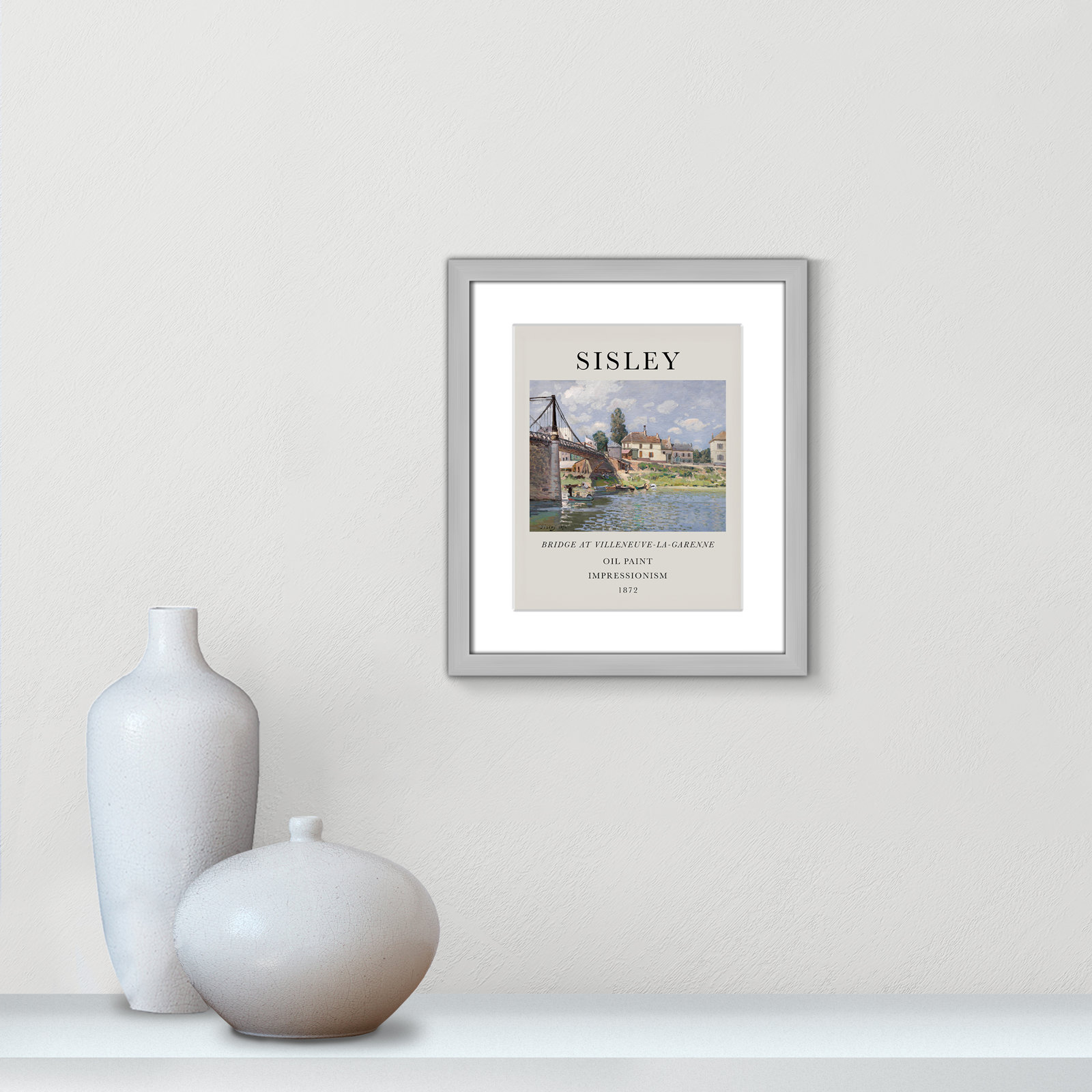 Old Masters Collection "The Bridge at Villeneuve" Print, Yes, 15" H x 13" W x 1.25" D, Silver Single Picture Frame