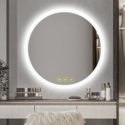 Miroir de salle de bain rond à DEL rétroéclairé Ailsa