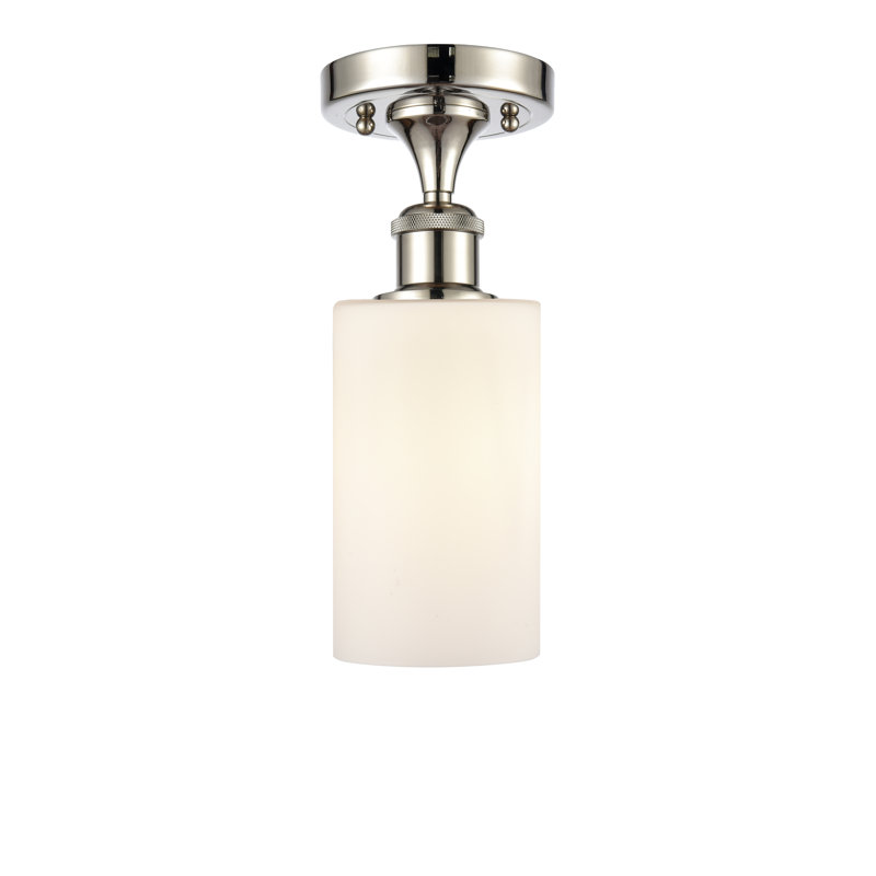 Glessite Glass Semi Flush Mount, Matte White, LED, Polished Nickel